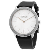 Calvin Klein Minimalist White Dial Black Leather Strap Watch for Men - K3M211C6