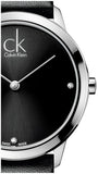 Calvin Klein Minimal Black Dial Black Leather Strap Watch for Men - K3M221CS