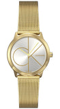 Calvin Klein Minimal Silver Dial Gold Mesh Bracelet Watch for Women - K3M22526