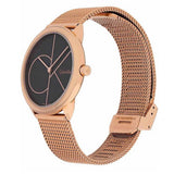 Calvin Klein Minimal Black Dial Rose Gold Mesh Bracelet Watch for Men - K3M22621