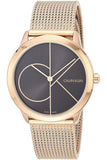 Calvin Klein Minimal Black Dial Rose Gold Mesh Bracelet Watch for Men - K3M22621