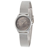 Calvin Klein Minimal Grey Dial Silver Mesh Bracelet Watch for Women - K3M23124