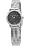 Calvin Klein Minimal Grey Dial Silver Mesh Bracelet Watch for Women - K3M23124