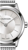 Calvin Klein Minimal White Dial Silver Mesh Bracelet Watch for Women - K3M23126