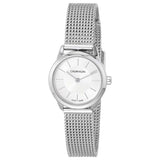 Calvin Klein Minimal White Dial Silver Mesh Bracelet Watch for Women - K3M23126