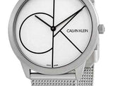 Calvin Klein Minimal White Dial Silver Mesh Bracelet Watch for Men - K3M5115X