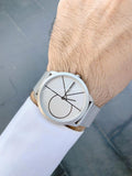 Calvin Klein Minimal White Dial Silver Mesh Bracelet Watch for Men - K3M5115X