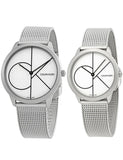 Calvin Klein Minimal White Dial Silver Mesh Bracelet Watch for Women - K3M5215X