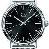 Calvin Klein Surround Black Dial Silver Mesh Bracelet Watch for Men - K3W21121