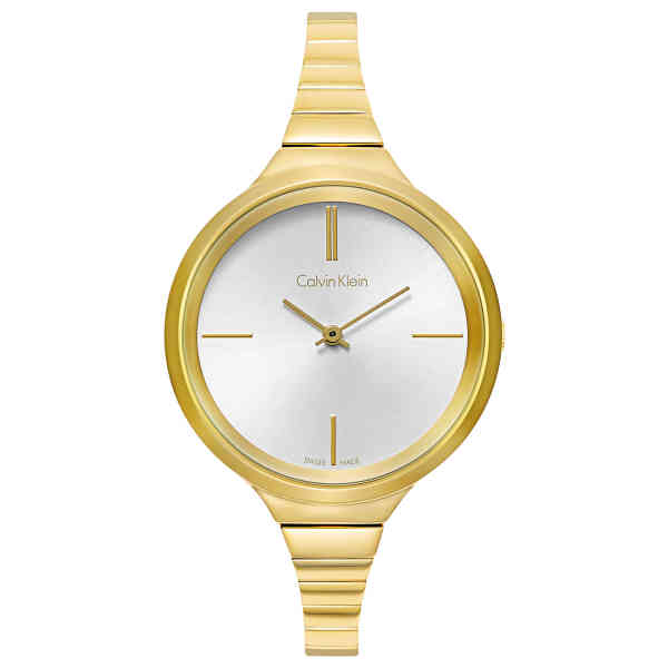 Calvin Klein Lively White Dial Gold Steel Strap Watch for Women - K4U23526