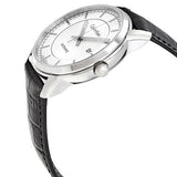 Calvin Klein Infinity Silver Dial Black Leather Strap Watch for Men - K5S341C6