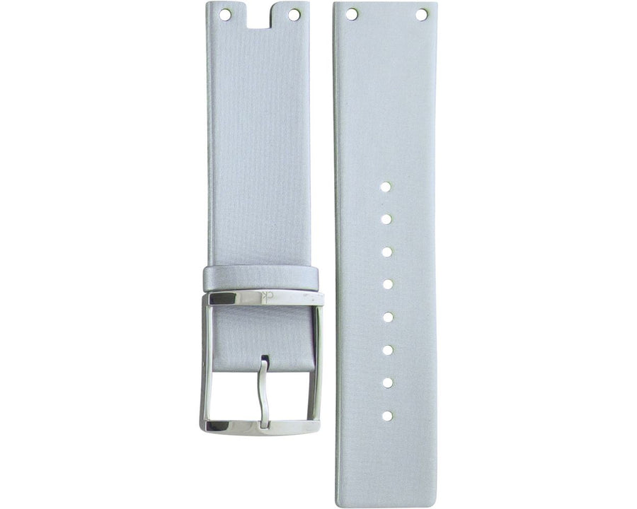 Calvin Klein Glam Transparent Silver Dial Grey Leather Strap Watch for Women - K9423193