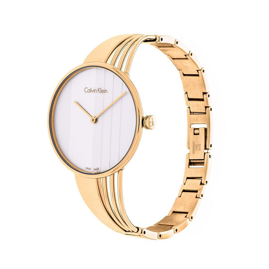 Calvin Klein Drift Silver Dial Gold Steel Strap Watch for Women - K6S2N516