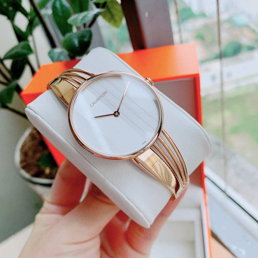 Calvin Klein Drift White Dial Rose Gold Steel Strap Watch for Women - K6S2N616