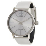 Calvin Klein Post Minimal Silver Dial White Leather Strap Watch for Men - K7621126