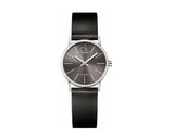 Calvin Klein Minimal Black Dial Black Leather Strap Watch for Women - K7622107