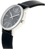 Calvin Klein Minimal Black Dial Black Leather Strap Watch for Women - K7622107