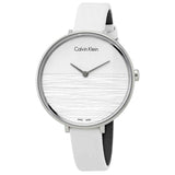 Calvin Klein Rise White Grey Dial White Leather Strap Watch for Women - K7A231L6