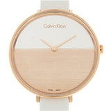 Calvin Klein Rise White Dial White Leather Strap Watch for Women - K7A236LH