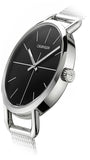 Calvin Klein Even Black Dial Silver Mesh Bracelet Watch for Women - K7B23121