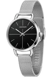 Calvin Klein Even Black Dial Silver Mesh Bracelet Watch for Women - K7B23121