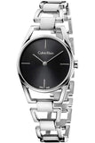 Calvin Klein Dainty Black Dial Silver Steel Strap Watch for Women - K7L23141