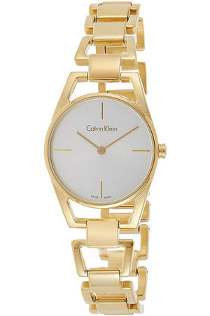 Calvin Klein Dainty White Dial Gold Steel Strap Watch for Women - K7L23546