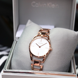 Calvin Klein Dainty White Dial Rose Gold Steel Strap Watch for Women - K7L23646