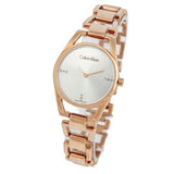 Calvin Klein Dainty Diamonds Silver Dial Rose Gold Steel Strap Watch for Women - K7L2364T