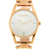 Calvin Klein Dainty Diamonds Silver Dial Rose Gold Steel Strap Watch for Women - K7L2364T