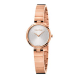 Calvin Klein Authentic White Dial Rose Gold Steel Strap Watch for Women - K8G23646