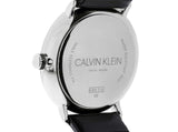 Calvin Klein Minimal Silver Dial Black Leather Strap Watch for Men - K3M211CY