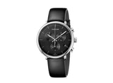 Calvin Klein High Noon Chronograph Black Dial Black Leather Strap Watch for Men - K8M271C1