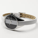 Calvin Klein Rebel White Black Dial White Leather Strap Watch for Women - K8P231L1