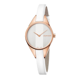 Calvin Klein Rebel White Grey Dial White Leather Strap Watch for Women - K8P236L6