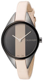 Calvin Klein Rebel Cream Black Dial Cream Leather Strap Watch for Women - K8P237X1