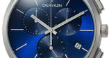 Calvin Klein Chronograph Blue Dial Black Leather Strap Watch for Men - K8Q371CN