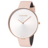 Calvin Klein Full Moon Silver Dial Pink Leather Stap Watch for Women - K8Y236Z6