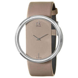 Calvin Klein Glam Transparent Dial Beige Leather Strap Watch for Women - K9423162