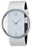 Calvin Klein Glam Transparent Silver Dial Grey Leather Strap Watch for Women - K9423193