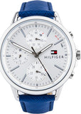 Tommy Hilfiger Carly Silver Dial Blue Leather Strap Watch for Women - 1781791