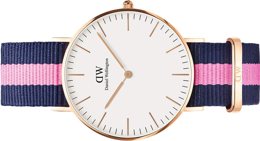 Daniel Wellington Classic Winchester White Dial Three Tone Nylon Strap Watch For Women - DW00100033