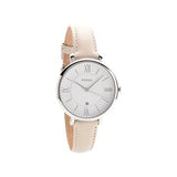 Fossil Jacqueline White Dial Beige Leather Strap Watch for Women - ES3793