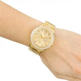 Guess Bedazzle Diamonds Gold Dial Gold Steel Strap Watch For Women - W1097L2