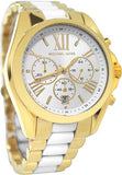 Michael Kors Bradshaw Chronograph White Dial Two Tone Steel Strap Watch For Women - MK5743