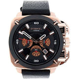 Diesel BAMF Chronograph Black Dial Black Leather Strap Watch For Men - DZ7346