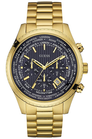 Guess Multifunction Black Dial Gold Steel Strap Watch for Men  - W0602G1