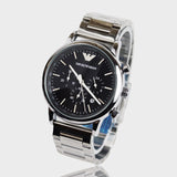 Emporio Armani Luigi Black Dial Silver Steel Strap Watch For Men - AR1894