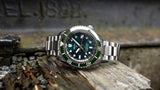 Seiko Prospex GMT Divers Automatic Marine Green Dial Silver Steel Strap Watch For Men - SPB381J1