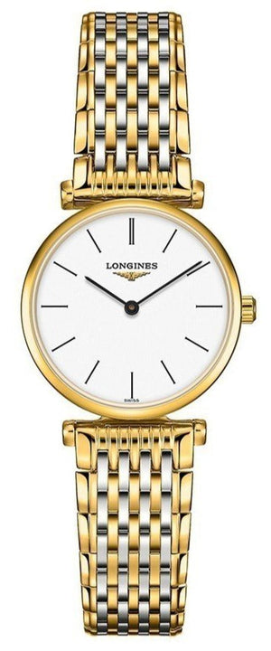 Longines La Grande Classique White Dial Two Tone Mesh Bracelet Watch for Women - L4.209.2.12.7